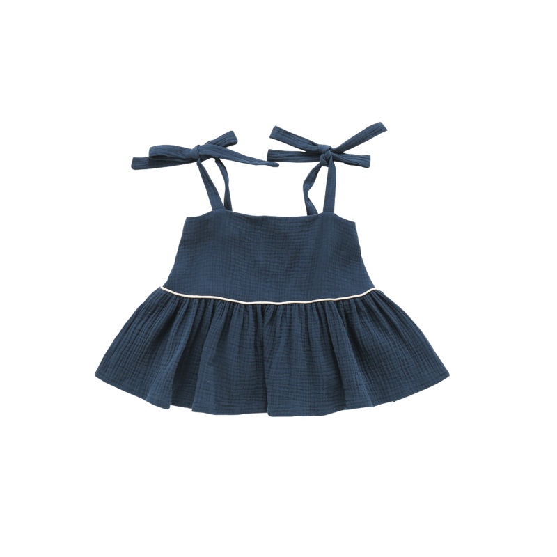Baby Peplum Top With Ties | Navy 0-3m