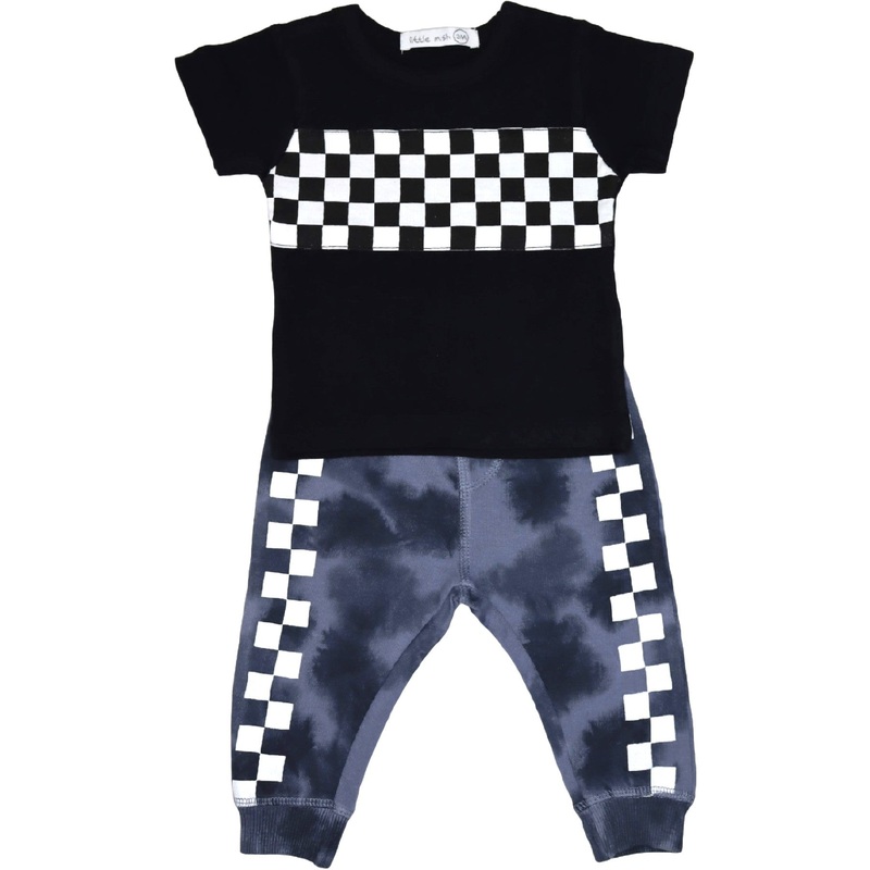 baby Tee And Pants Set – Checkered Tie Dye 3M