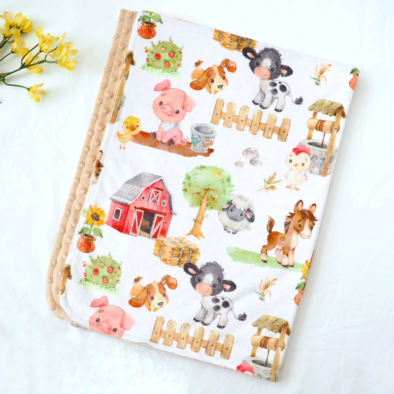 Baby & Toddler Minky Blanket – Farm Animals