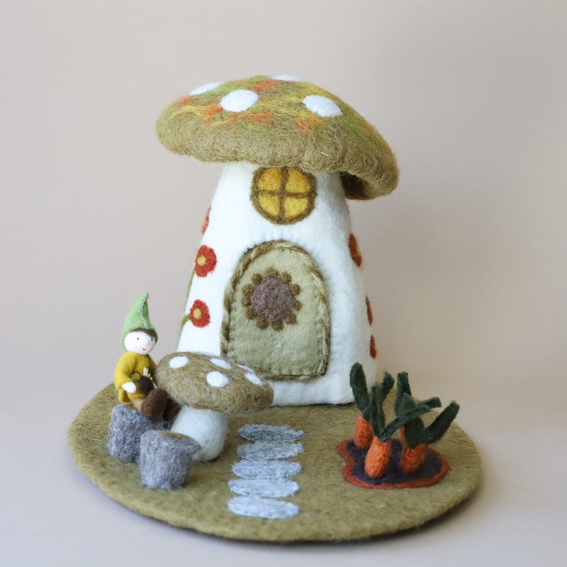 Mushroom House with Carrot Garden Mat