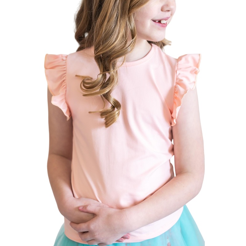 Peach S/s Ruffle Tee 6-12M