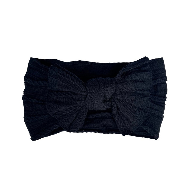 Solid Knit Nylon Headband – Black
