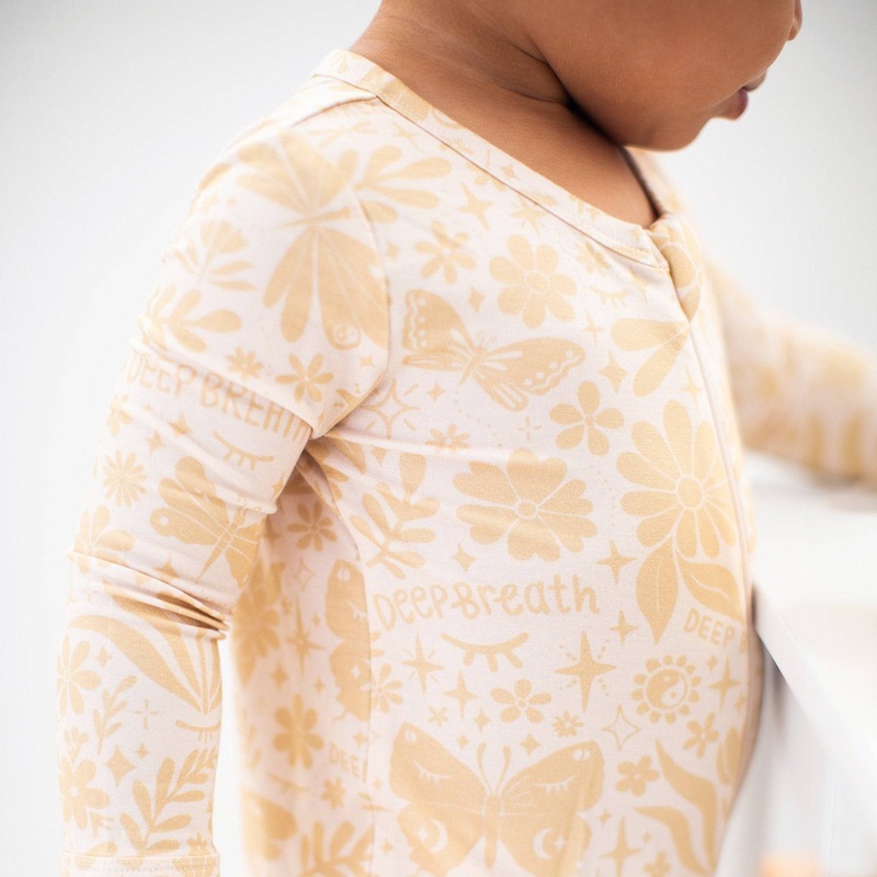 The Second-skin Footless Romper | Om Baby (beige) | “deep Breath” 12-18M