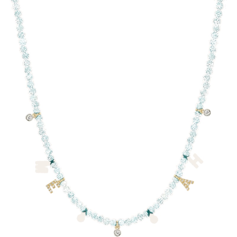 Turquoise Bead Necklace 14K Yellow Gold No Charms