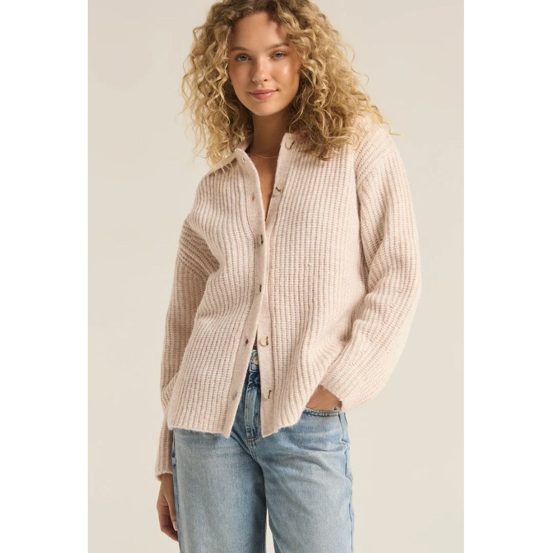 Z Supply Lennie Button Up Sweater Cardigan Oatmeal Heather Xs