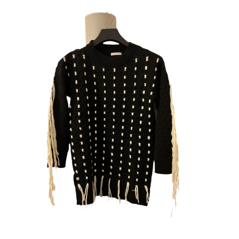 Alice Pi Girls Black Top With White String 7-8