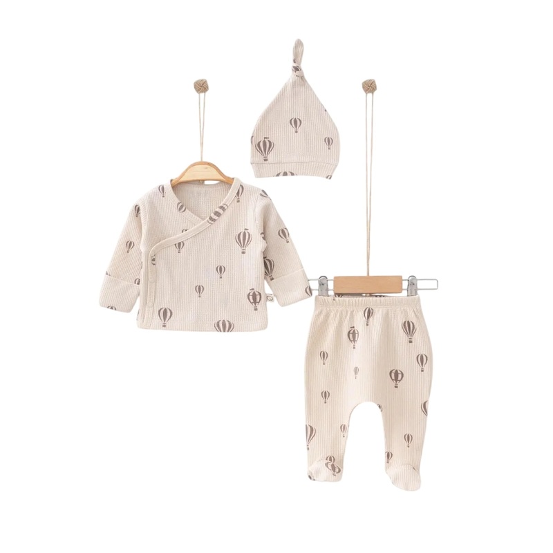 Balloon Baby Clothes Set – 3 Pcs 0-3 M White