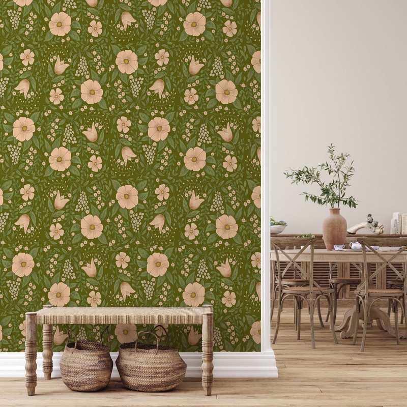 Petal Wallpaper By Christy Beasley Sample 1 foot by 1 foot Black