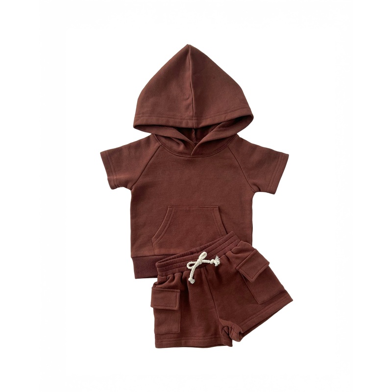 Terry Cargo Shorts Set | Chocolate 0-3M