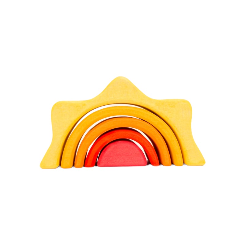 5 Pcs Stained Mini Size Wooden Sun Rainbow Stacker