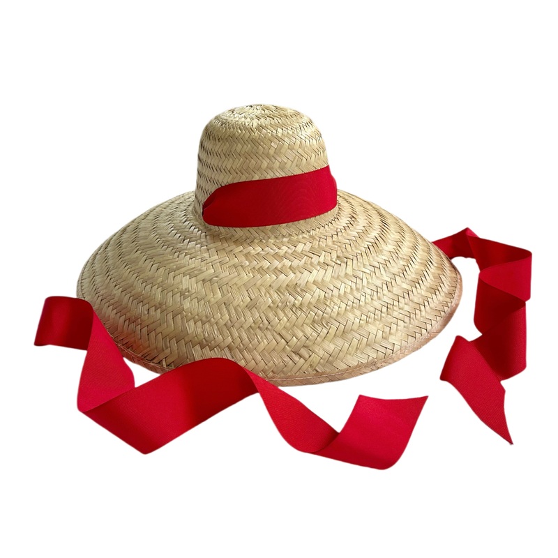 Geranium Sun Hat – Long Red Grosgrain Ribbon