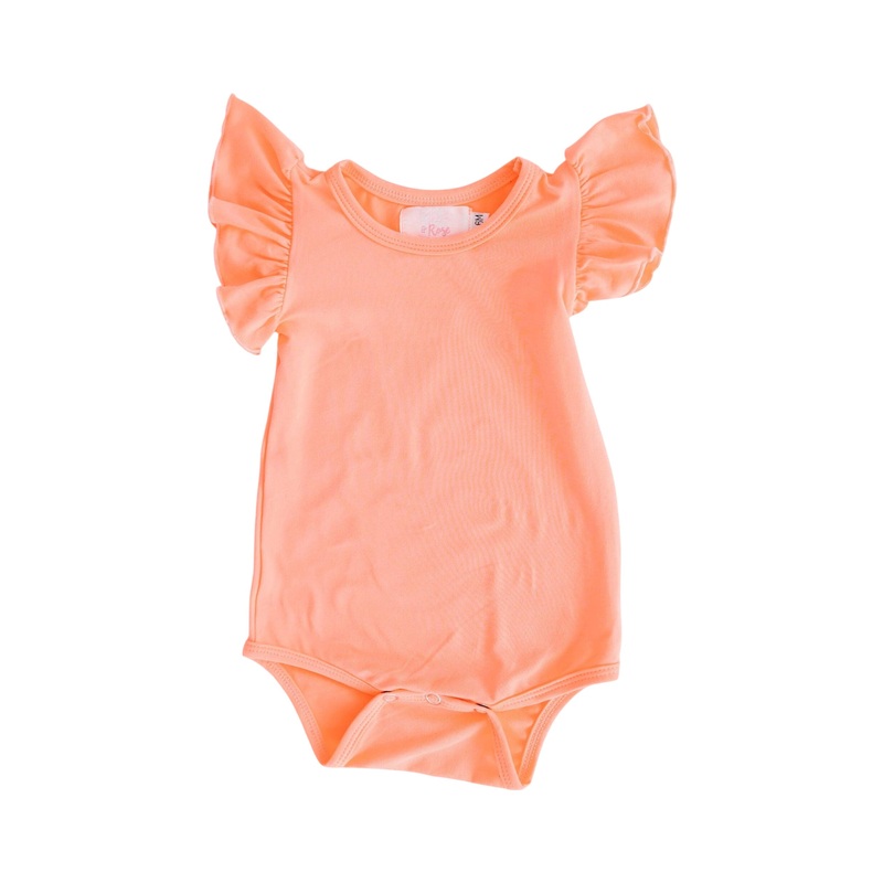 Neon Coral S/s Flutter Bodysuit 0-3M