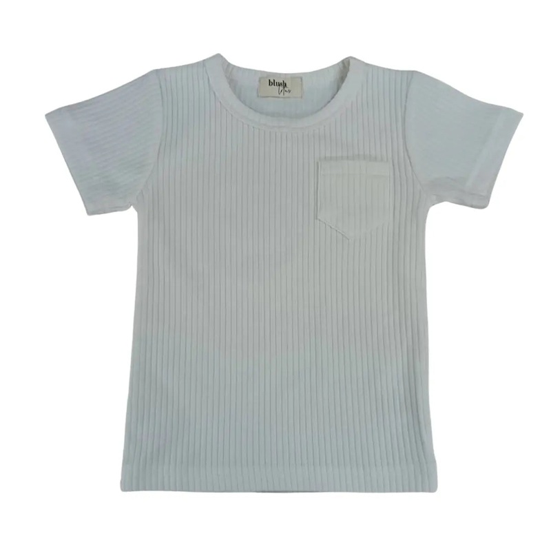 Ribbed Pocket Tee – Dove 0-3M