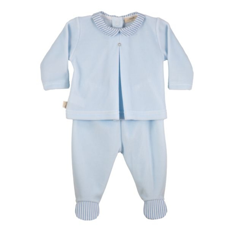 Baby Gi Two Piece Interlock Set With Stripes Blue 3M