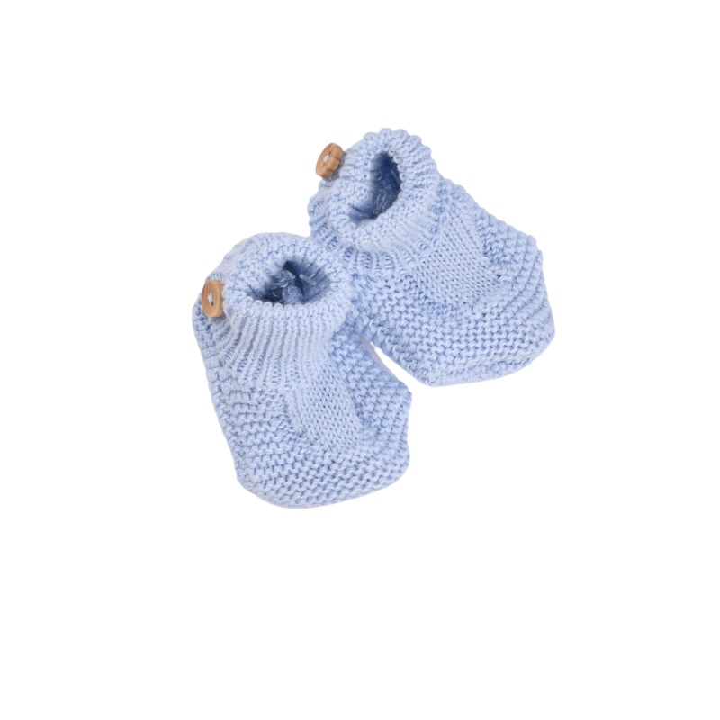 Petit Sweeny | Boys Blue Organic Cotton Knit Booties 0-1m