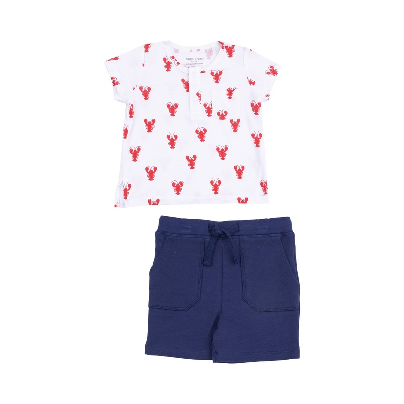 Pocket Henley And Short – Lobster Bamboo 6-12M