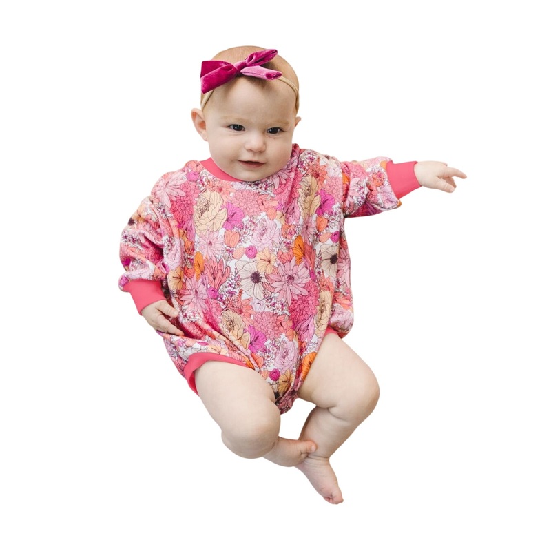 Bubble Romper | Pink Flowers Newborn