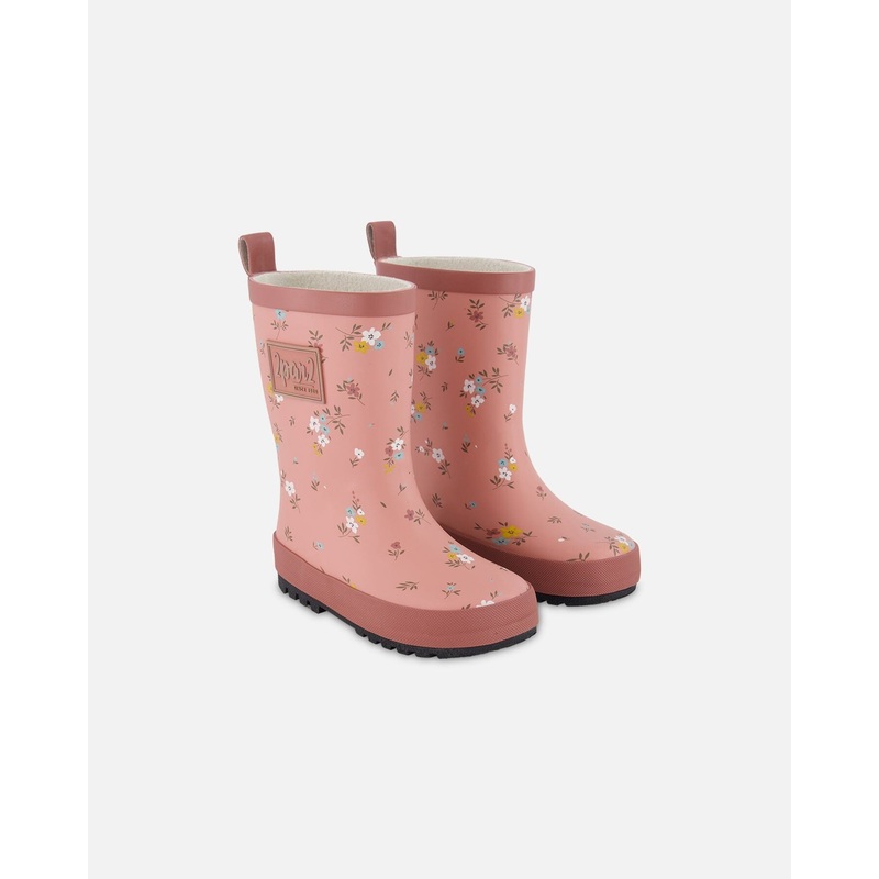 Rain Boots Pink Little Flowers Print 4 (Toddler)