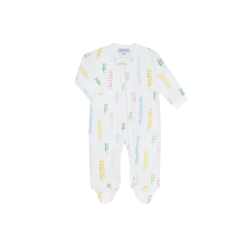 Spirals Print Zipper Footie Multicolor New Born