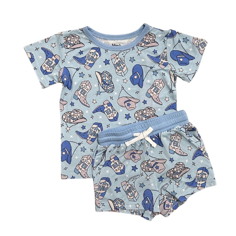 Yee Haw (blue) – Pocket Short Set 6-12M