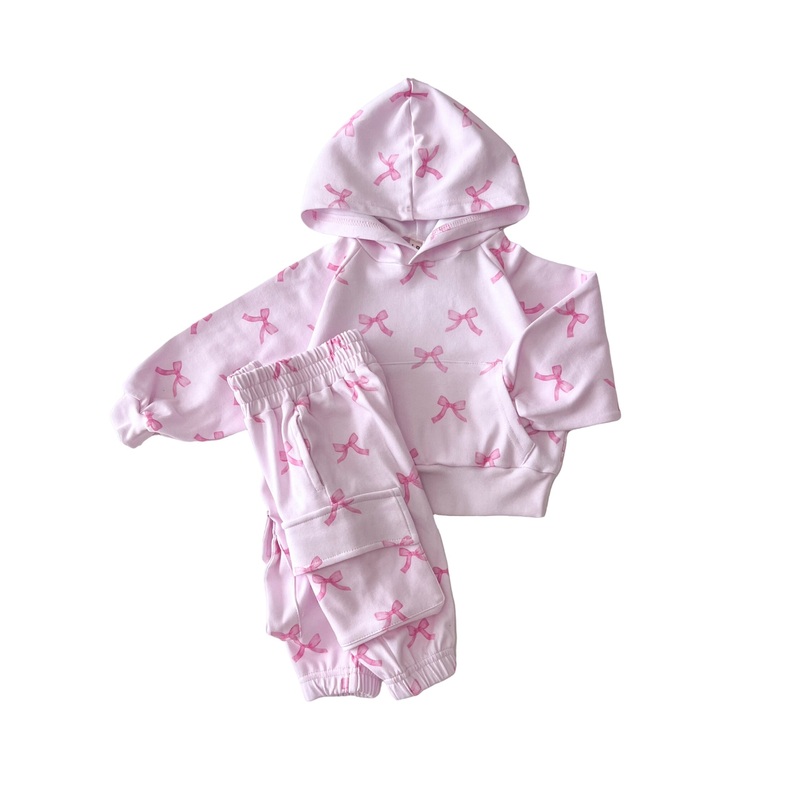 Cargo Jogger Set | Pink Bows 0-3M