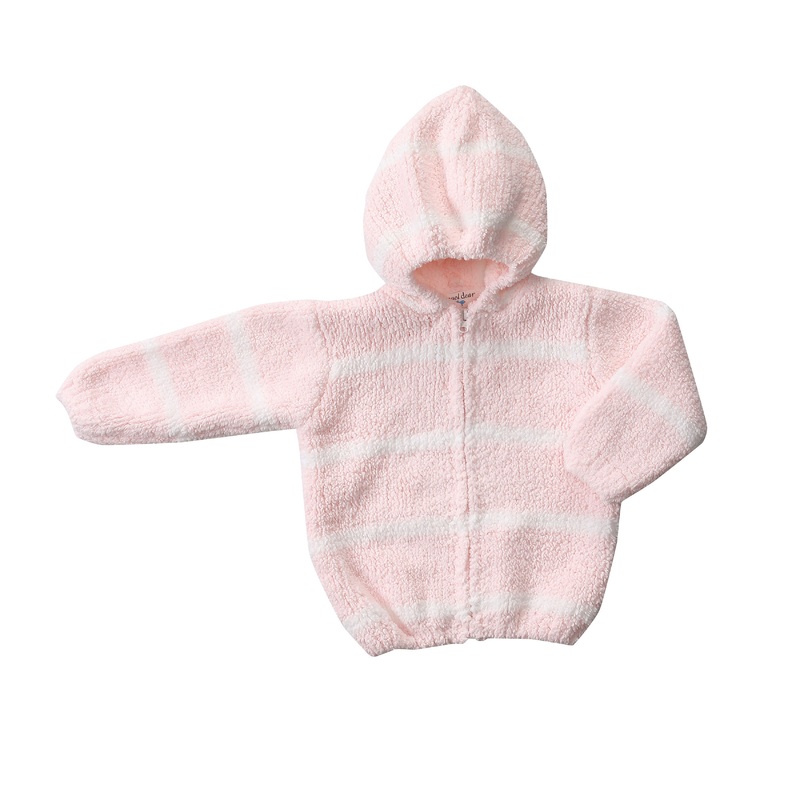 Chenille Hoodie – Pretty Pink & Ivory Stripe 0-6M