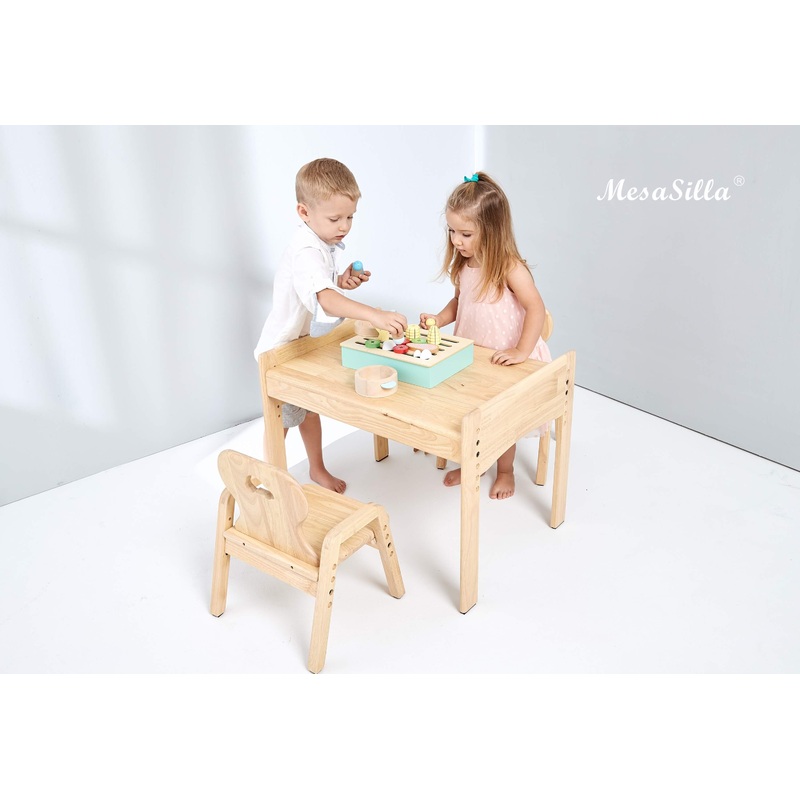 Mesasilla Primary Adjustable Table Set – with drawer-Bear Elephant Car Rabbit  Star – Height Adjustable