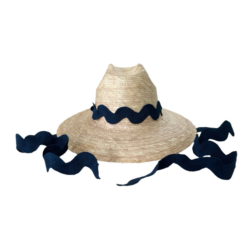 Petunia Girl’s Sun Hat – Navy Ric-rac Ribbon