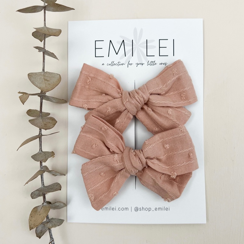 Pigtail Bow Clips Rose Mauve