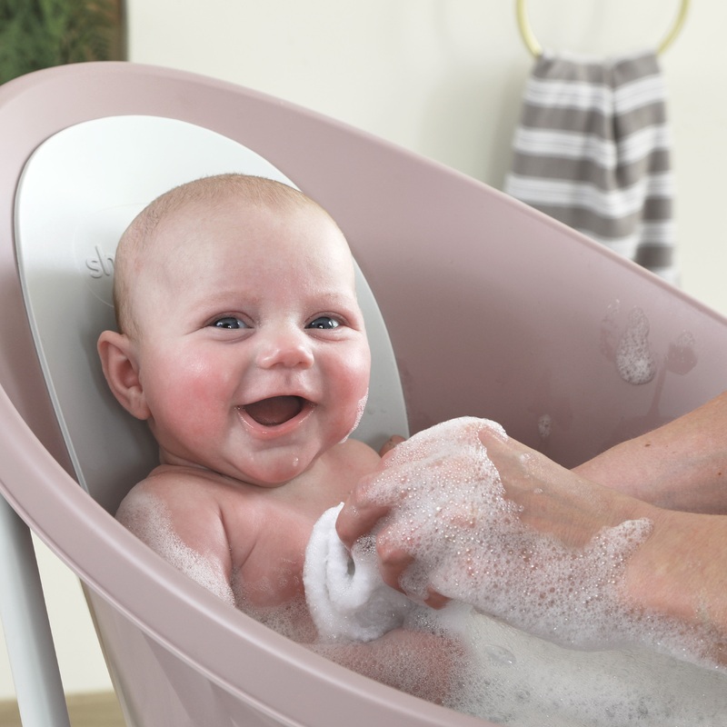Shnuggle Baby Bath | Newborn Baby Bath Support With Bum Bump | Compact Bathtub For Babies | Bath Seat Suitable From Birth White/grey