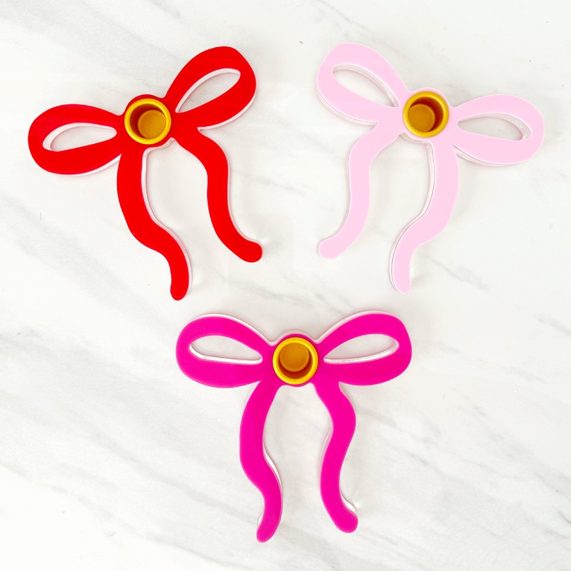 Thin Bow Acrylic Candle Holder Red