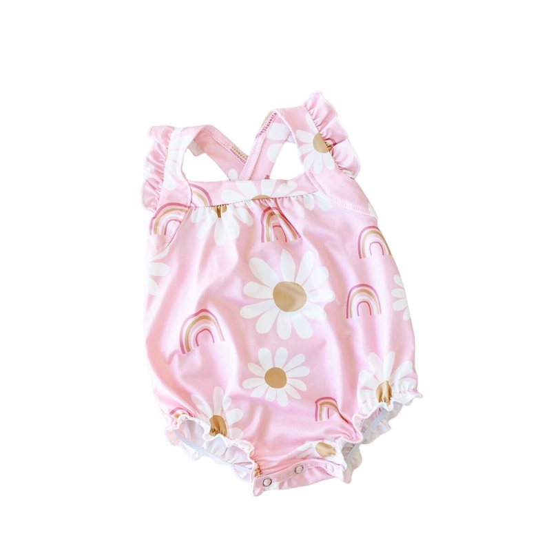 You Are My Sunshine Ruffle Cross Back Romper 0-3M