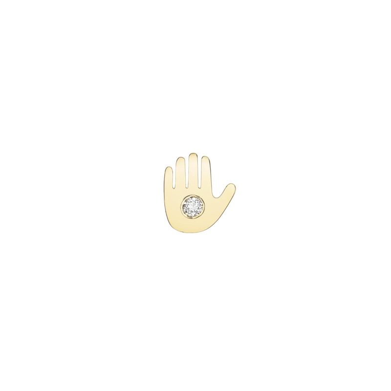 14k Gold Hamsa With Tiny Diamond For Locket 14K Yellow Gold