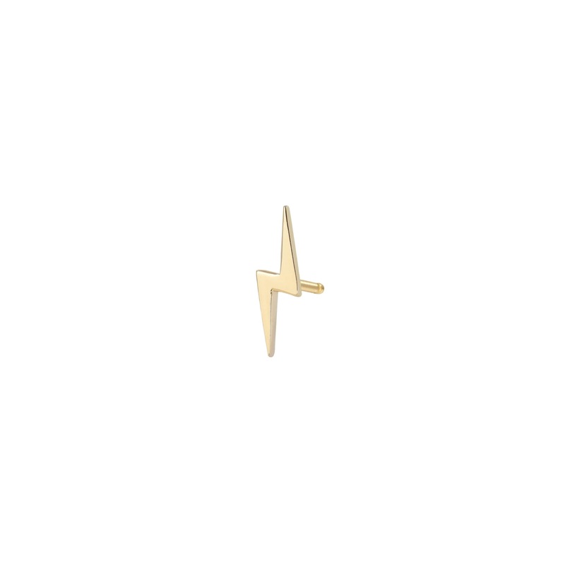 14k Gold Tiny Lightning Bolt Stud Earring 14K Yellow Gold
