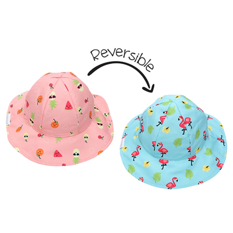 Baby/kids Reversible Patterned Sun Hat –  Flamingo | Fruit S (6m-2y)