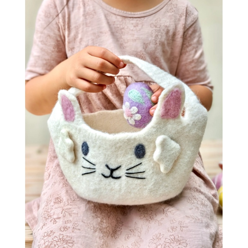 Felt Easter Egg Hunt Basket, White Bunny