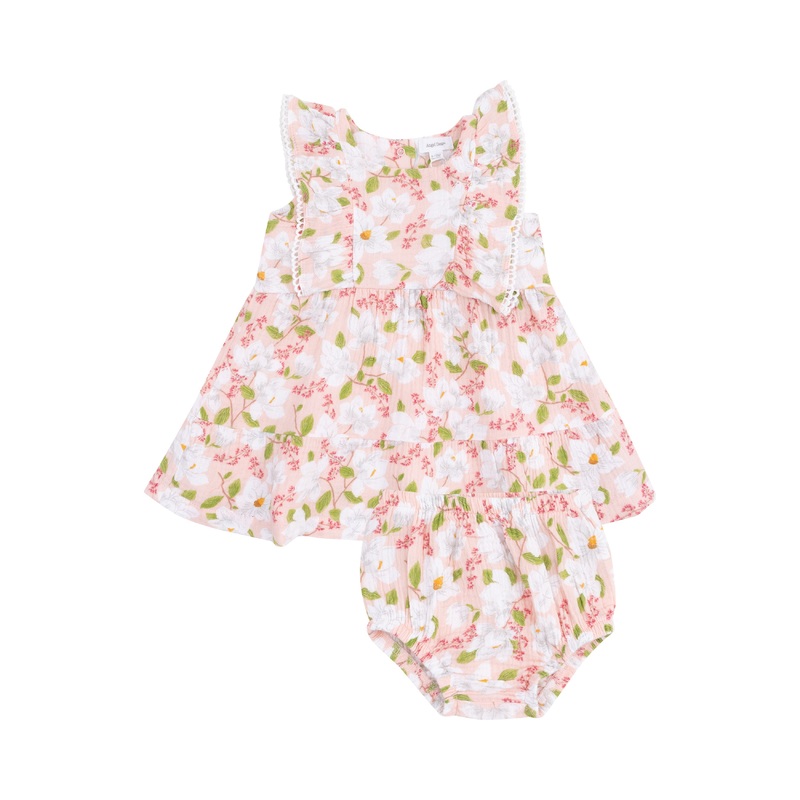 Picot Trim Edged Dress And Diaper Cover – Magnolias 6-12M
