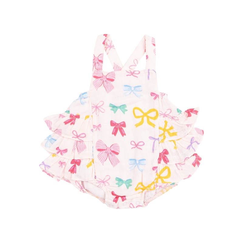 Ruffle Sunsuit – Colorful Bows 0-3M