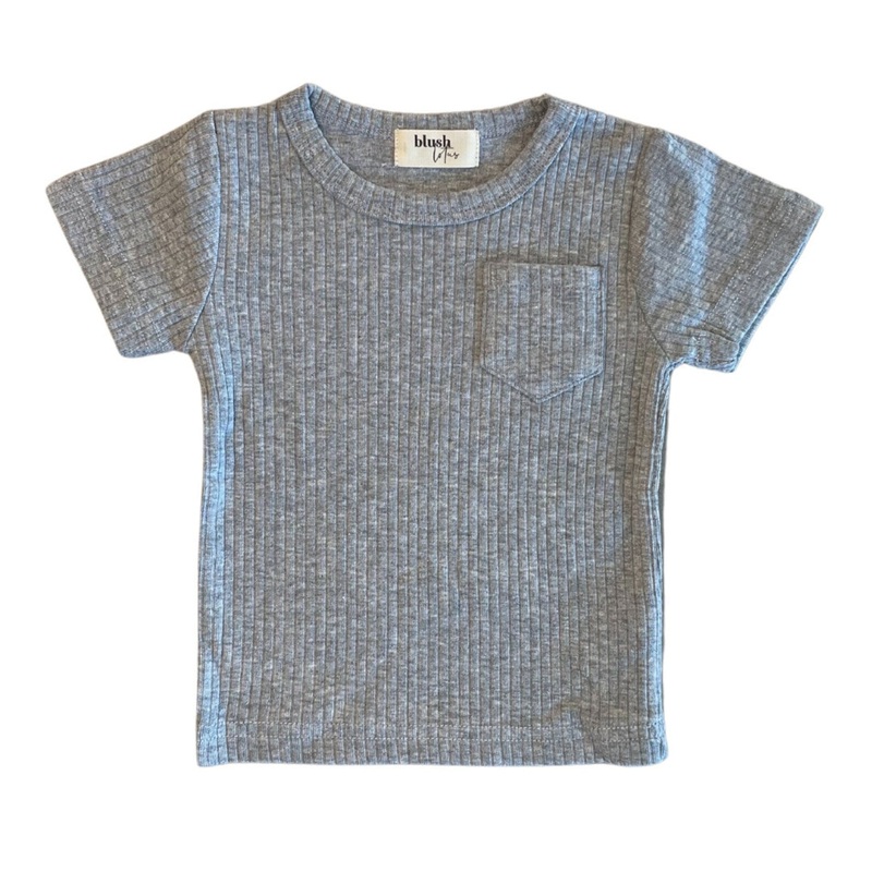 Ribbed Pocket Tee – Heather Gray 0-3M