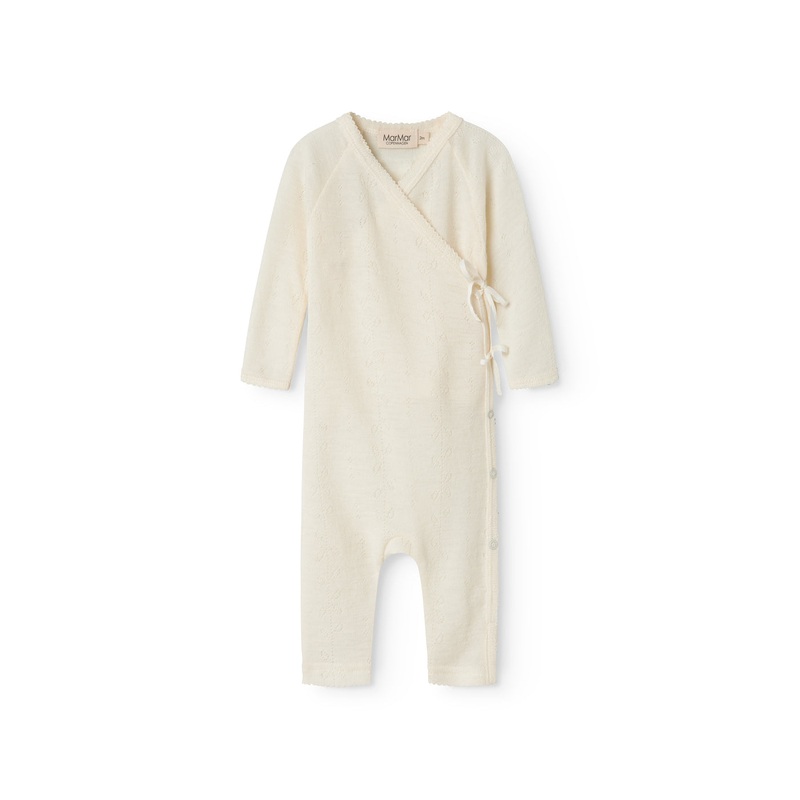 Turtleneck, Wool Pointelle Jumpsuit – Natural