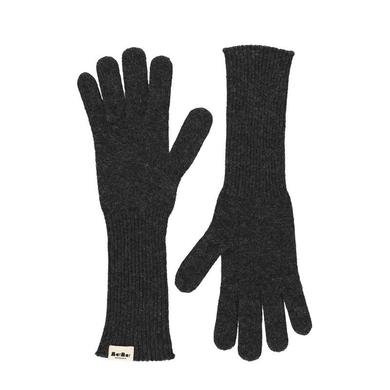 Aske Long W, Cashmere Gloves – Black Grey Melange