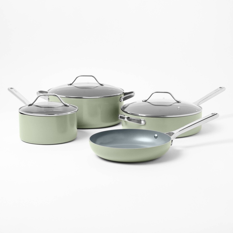 7pc Nonstick Ceramic Coated Aluminum Cookware Set