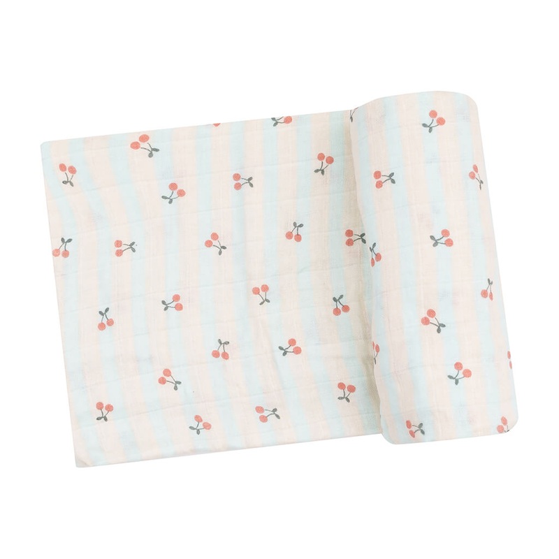 ADR Muslin Swaddle Blanket Cherry Stripe