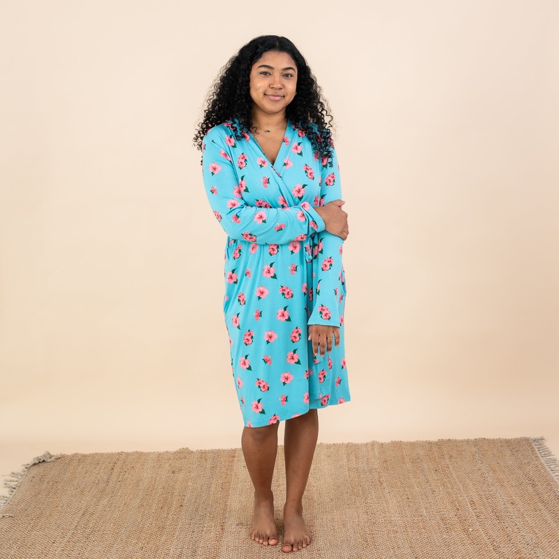 Womens Lounge Robe in Hibiscus
