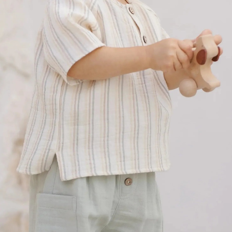 Quincy Mae – Organic Short Sleeve Zion Top – Summer Stripe