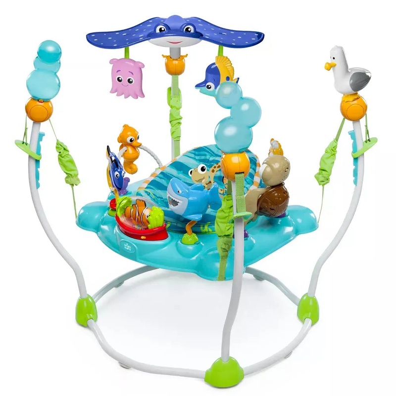 Baby Activity Center Jumper with Interactive Toys, Lights, Songs & Sounds, 6-12 Months (Blue)
