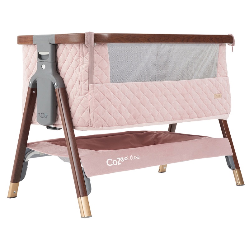 Tutti Bambini CoZee Luxe Bedside Crib – Walnut / Blush