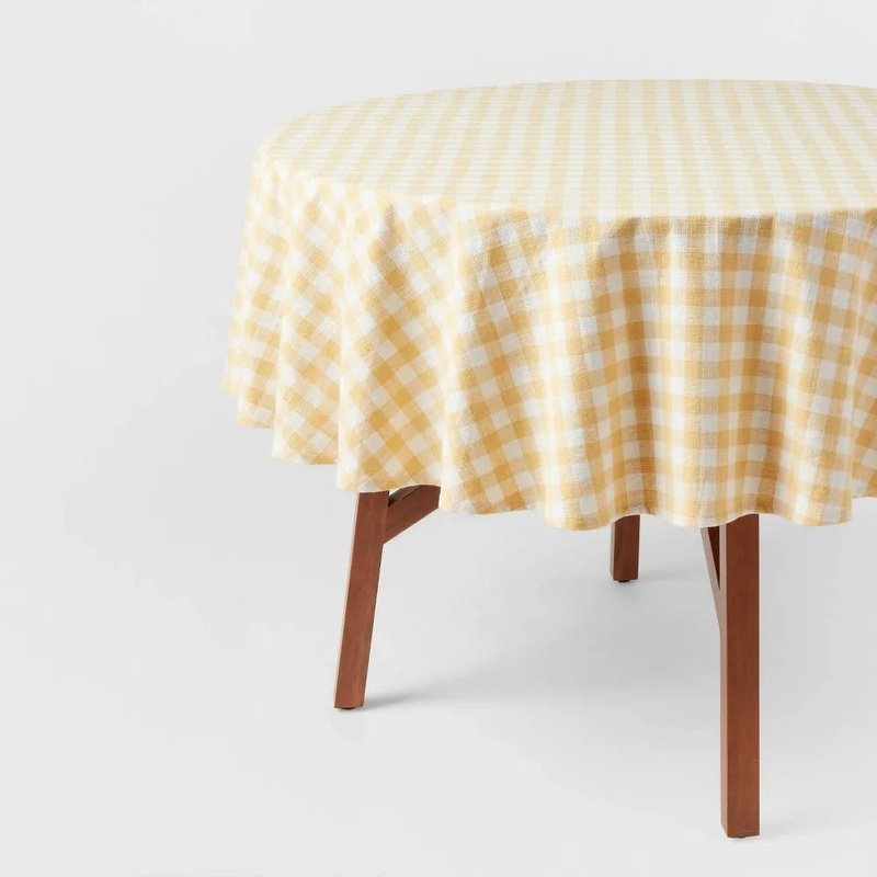 70″ Cotton Gingham Round Tablecloth Yellow – Threshold
