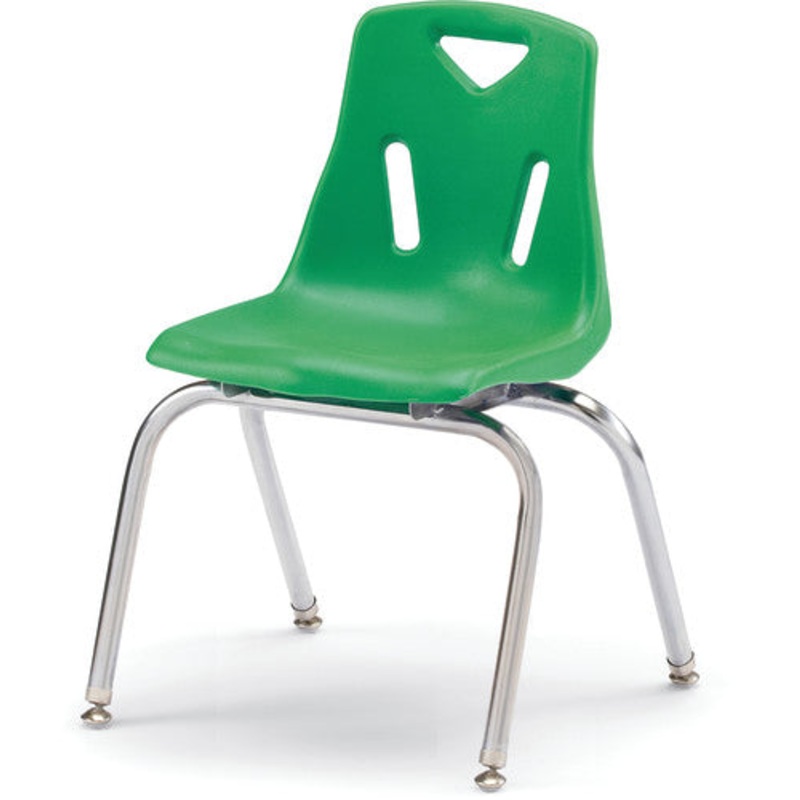 Berries Stacking Chair with Chrome-Plated Legs – 16″ Ht – Green