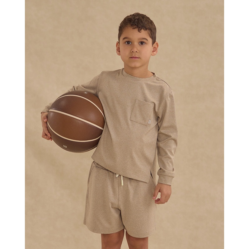 Long Sleeve Pocket Tee – Heathered Stone